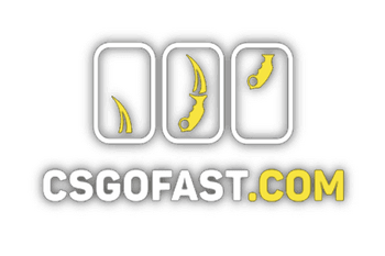 CSGOFast.com logo featuring three slot machine reels with knife icons