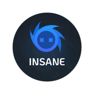 Insane.gg logo with a blue spinning icon